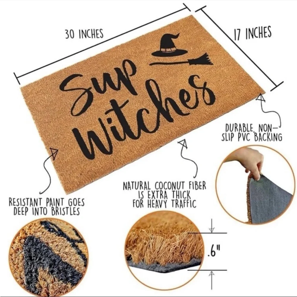 Sup Witches Doormat - Tan and Black